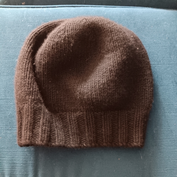 SHOSH DESIGNS 100% Cashmere Hand Knit Black Oversized Slouch Hat O/S - Picture 2 of 4